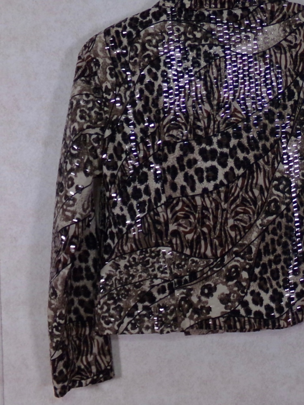 NWT Jacket’s Galore by John Farah Tiger/Leopard Jacket Scale Like Shine Size M - Picture 8 of 10